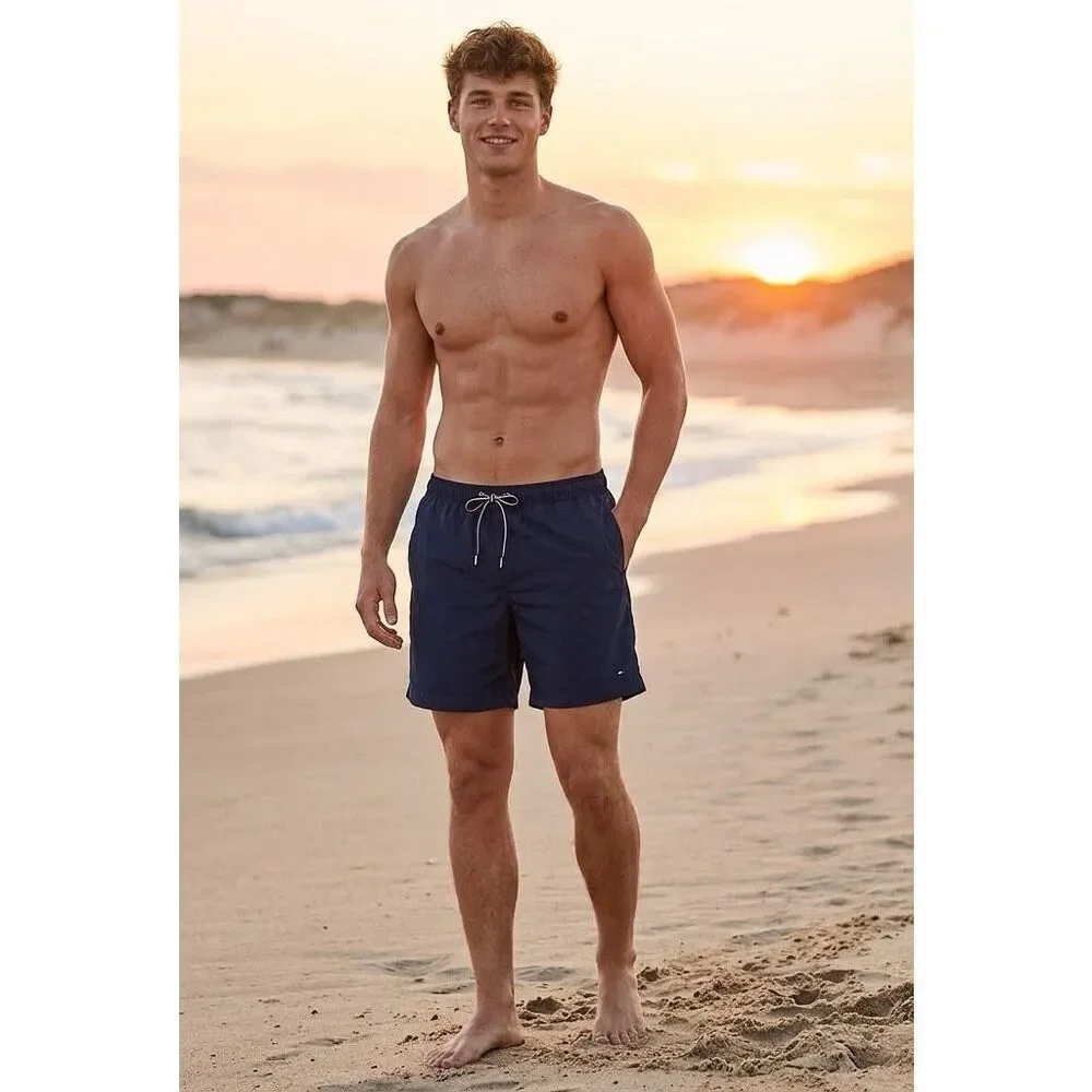 Tommy Hilfiger Navy Solid Brief Lined Swim Trunks NWT